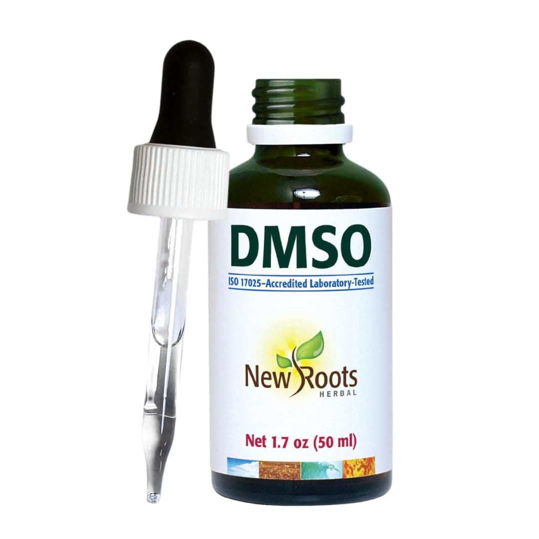 DMSO Liquid 99.9 with dropper (1.7 oz) Dimethyl Sulfoxide (50ml)| DMSO Drops Low Odor | DMSO glass bottle with Pipette, Fast-drying formula | NEW ROOTS HERBAL