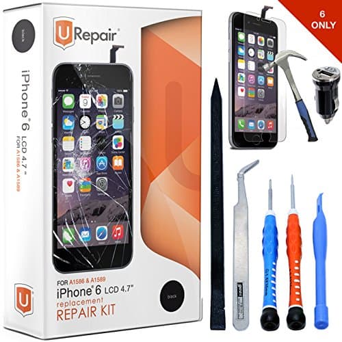 Ment Black LCD Premium Repair Kit with Tools - Easy Manuals Videos and Instructions - for iPhone 6 NOT 6S with USB Car Charger