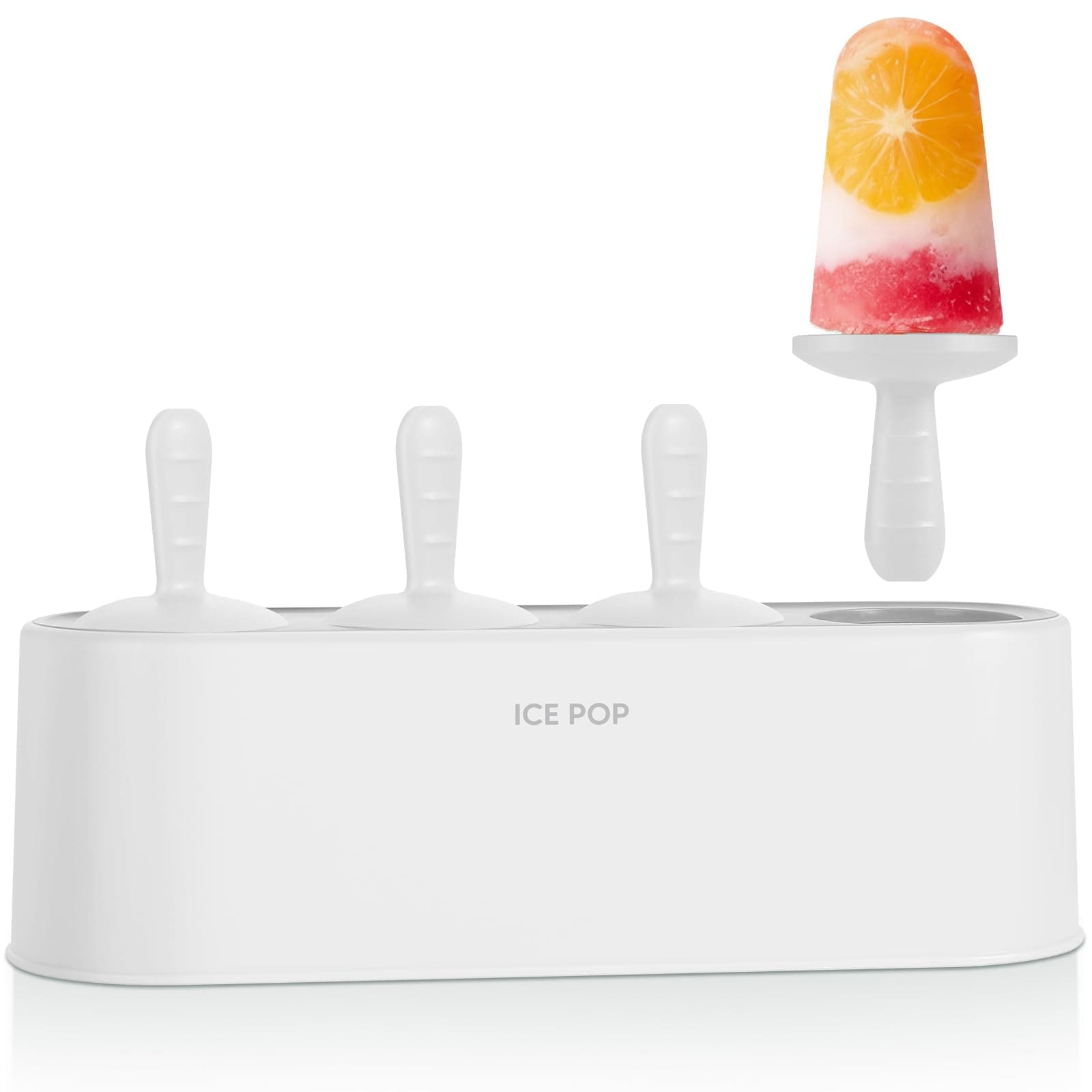 - Popsicle Mold Set 4 Pieces Homemade Silicone Popsicle Maker Easy Release Ice Cream Molds Reusable DIY Pop Molds (White, IcyClassic Pops)