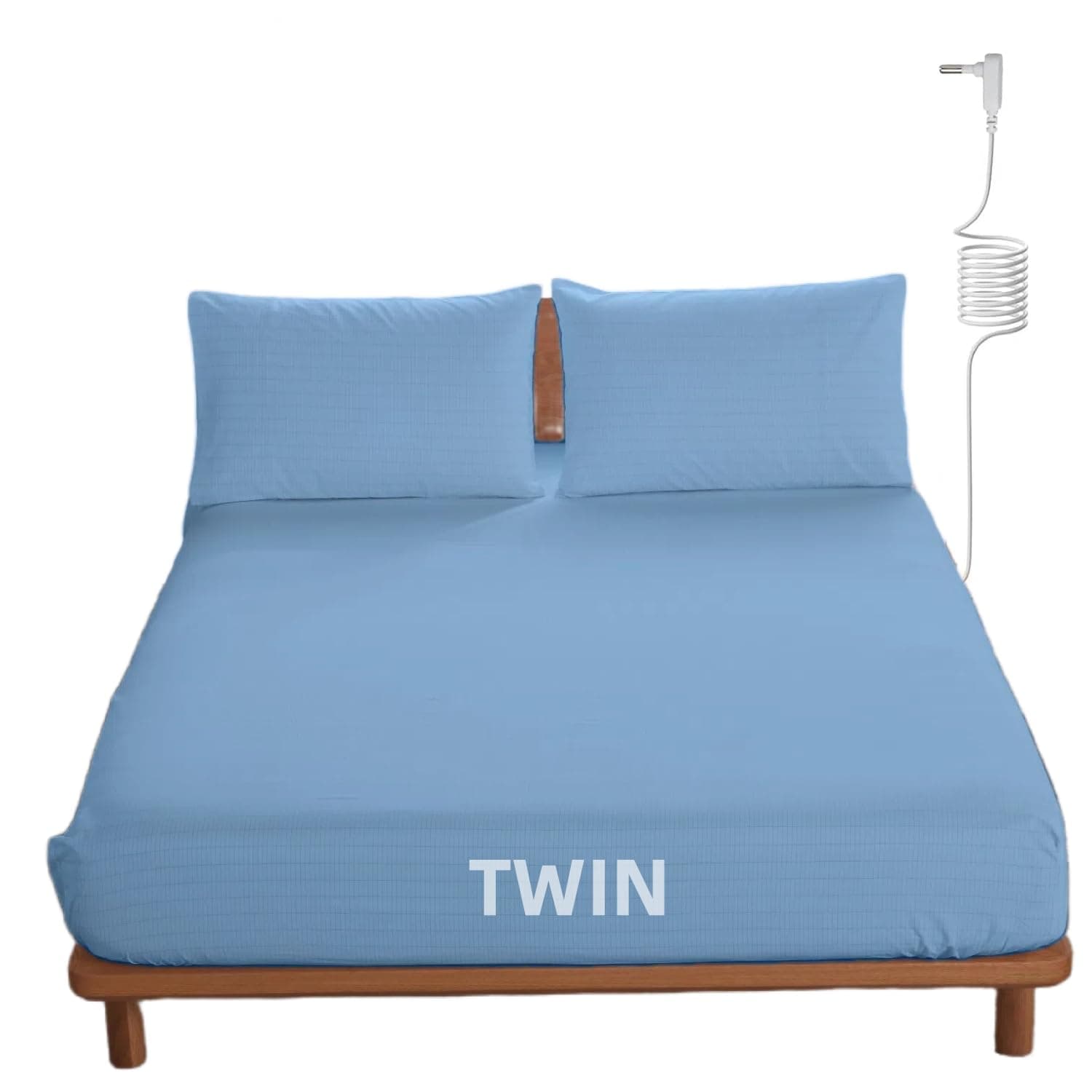 OKOHEY Grounding Fitted Sheets with 15ft Earthing Cord, Twin Size, 90% Organic Cotton + 10% Silver Fiber, Soft & Breathable Grounded Sheet for Better Sleep and Enhanced Wellness, Light Blue