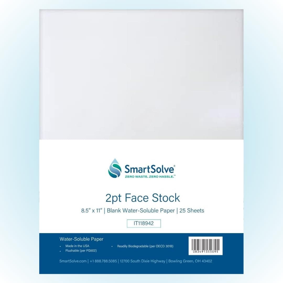 2 pt. Water-Soluble Bio-Based Paper | Dissolves Quickly in Water | Biodegradable | Eco-Friendly | Tracing, Sewing Patterns, Crafts | Letter Size 8.5” x 11” | Pack of 25 White Sheets