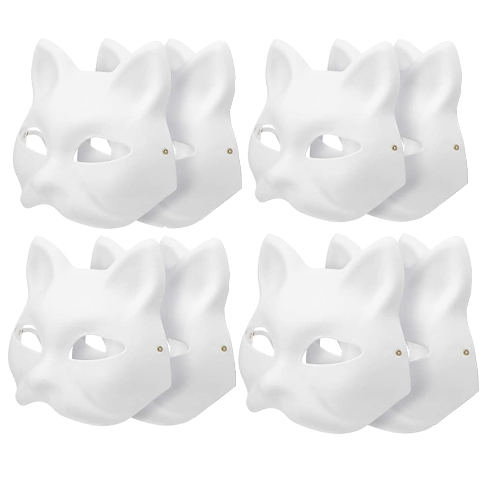 Fox Anime Cat Mask, Half Face Mask - 8 PCS, Hand-painted for Cosplay, Masquerade & Carnival (Random Shipment)