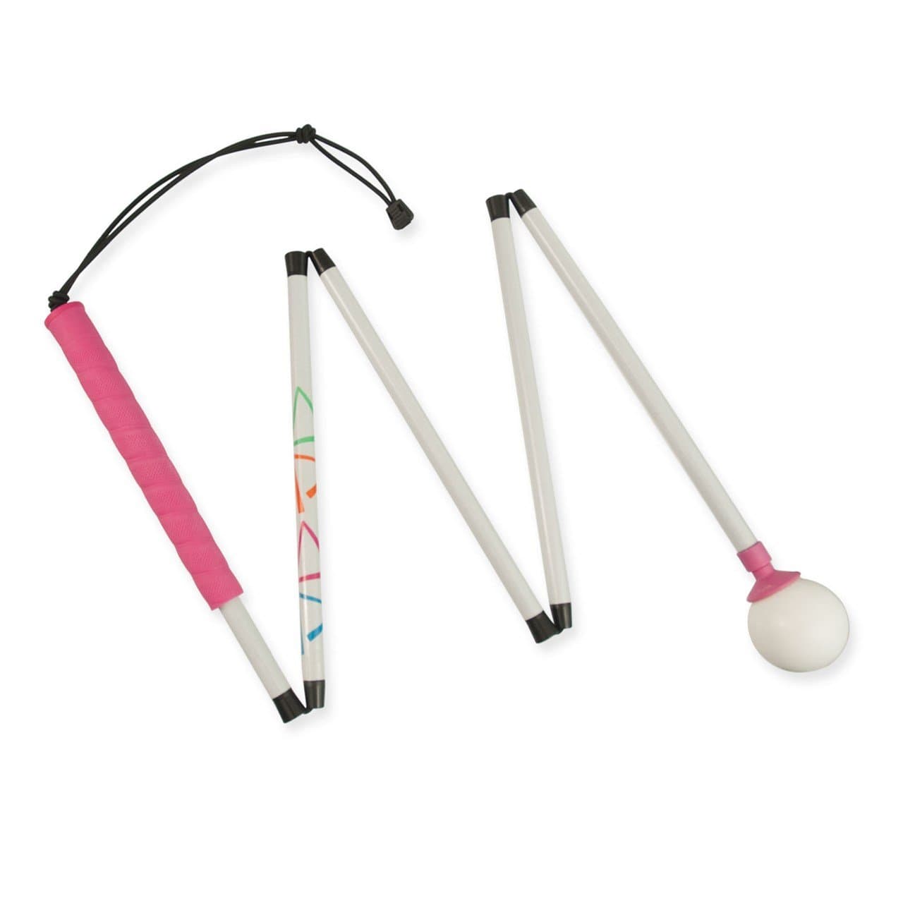 HiLites Pink 5-Sec 54-in Graphite Folding Cane-Rolling Ball