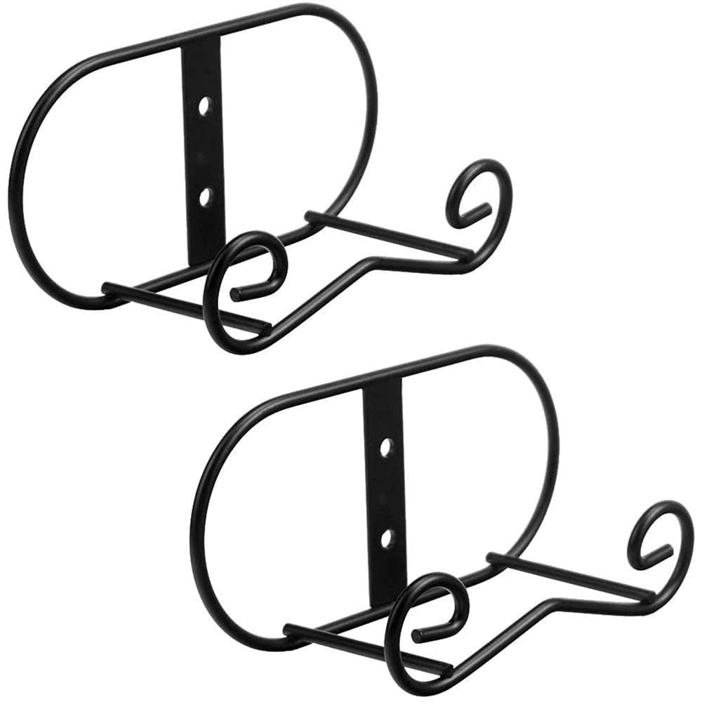 LIONWEI LIONWELI Wall Mount Plate Display Stands - 2 Pack Black Iron Easel Holders - Vertical Wall Hangers for Decorative Plates, Picture Frames, Art