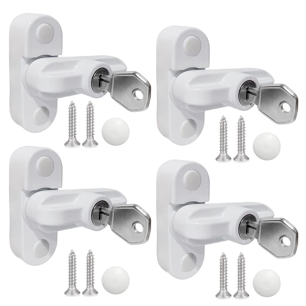 Window Sash Jammer Locks Set,4 Pack Zinc Cast Alloy Window Anti-Theft Lock Buckle,Extra Security Locks for uPVC Window & Doors and Home Security