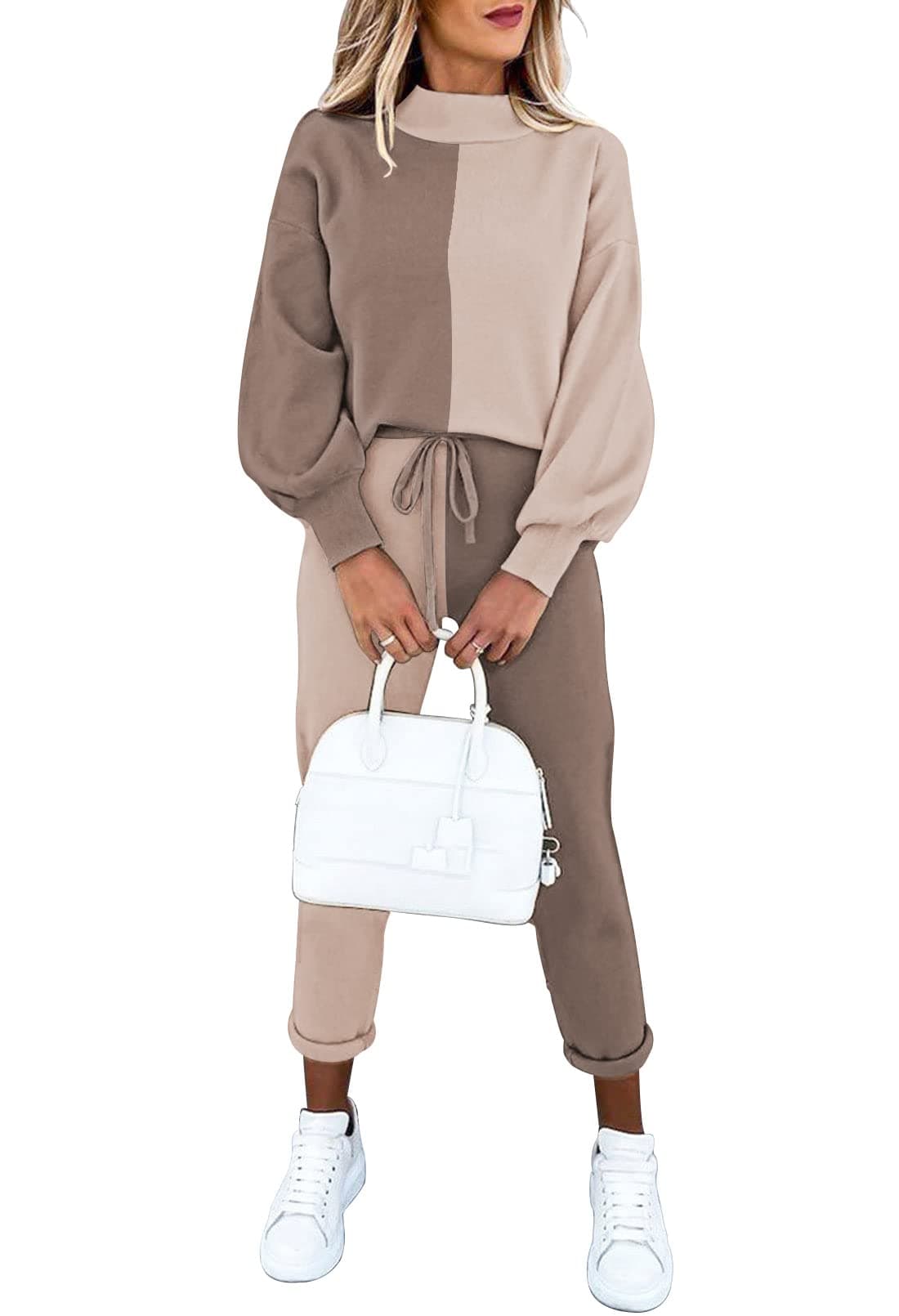 FixmattiWomen's 2 Piece Outfits Long Sleeve Pullover Sweatshirt Jogger Pants Sweatsuit