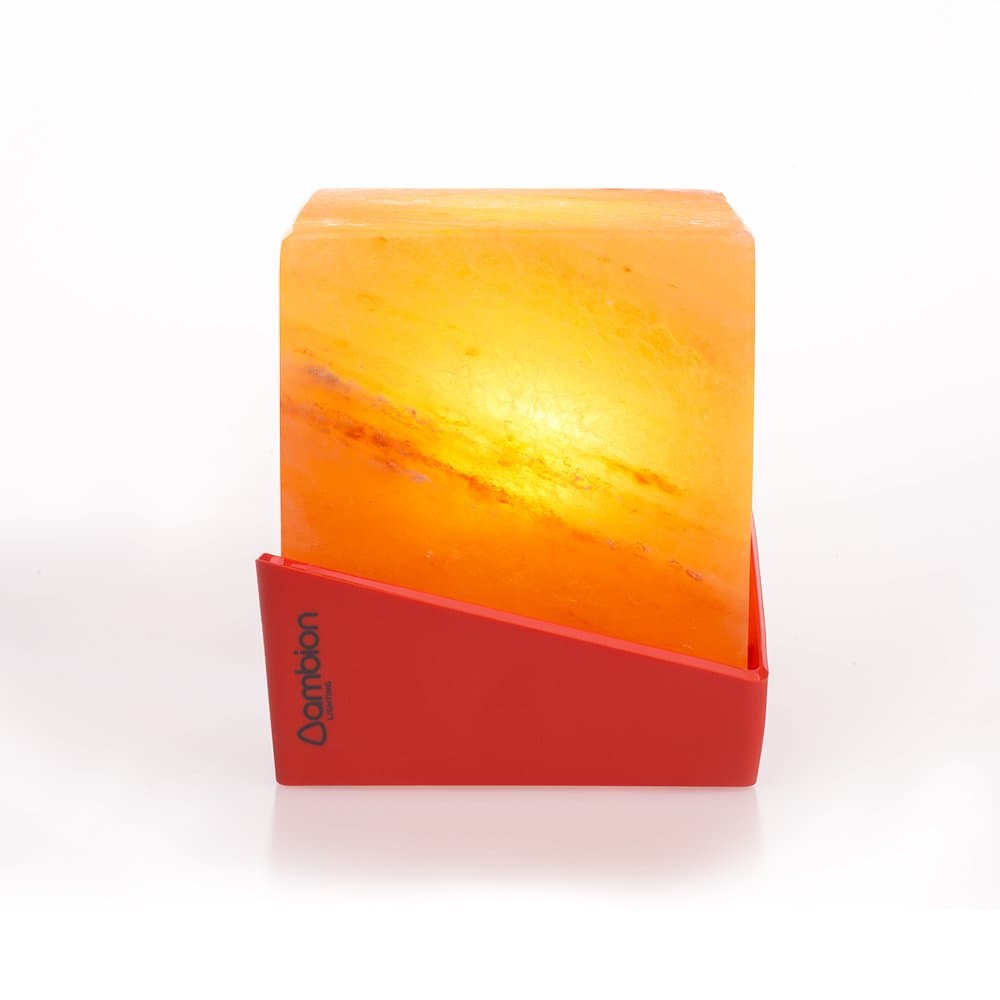 Nuptse Himalayan Pink Salt Lamp Cube Designed Night Light Salt Lamps I Crystal Sea Rock Lamps, LED Bulb Mood Lighting I Eco Friendly Home Decor Salt Lamp, Red Base