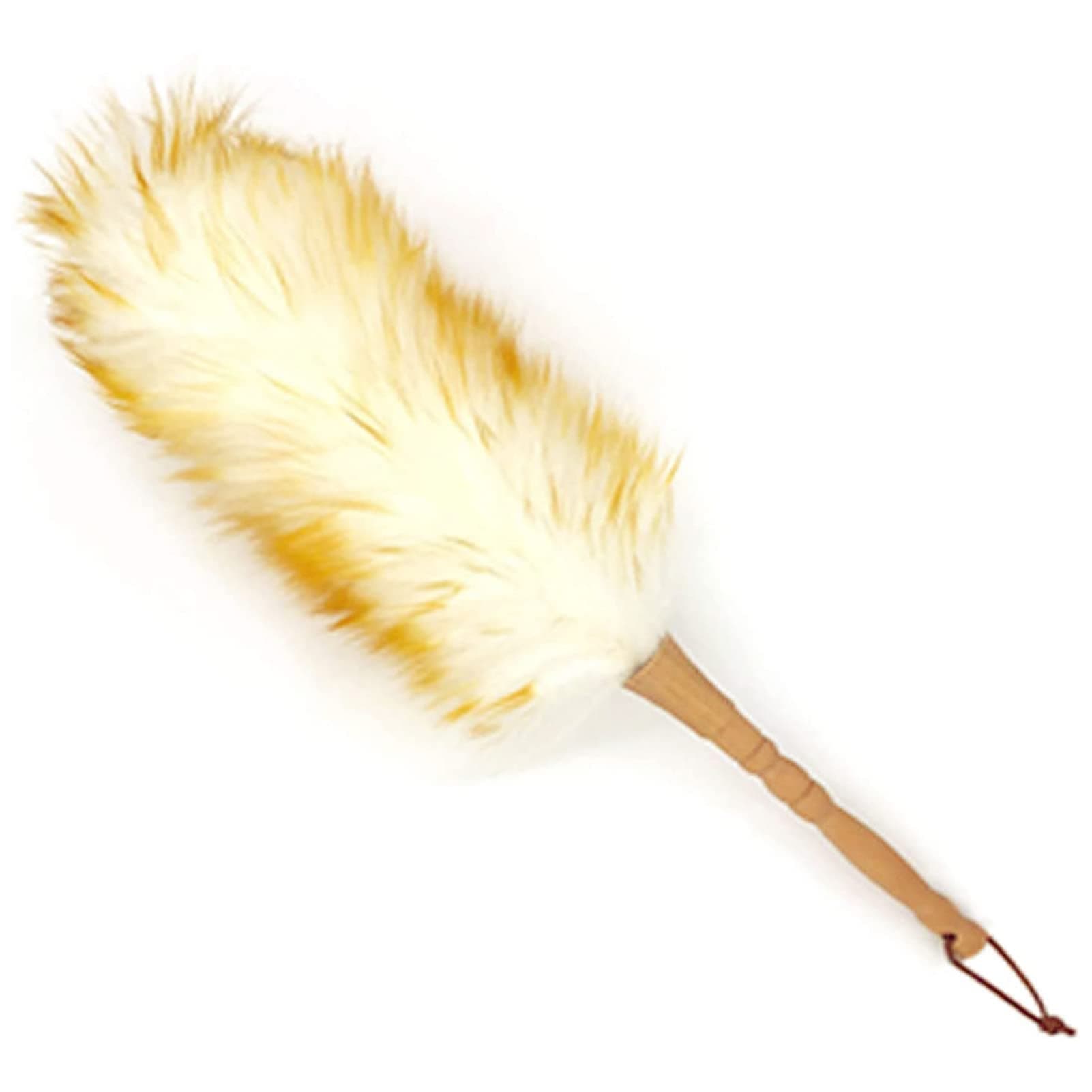 Lambswool Dusters with Solid Wooden Handle, Anti-Static Wool Duster Blinds Cleaner Multi-purpose Cleaning Tool Suitable for Home Office