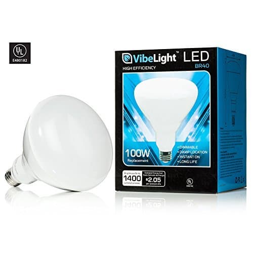VibeLight BR40 LED Light Bulb, 100 Watt Replacement (17 Watt, 1400 Lumens), 110° Beam Angle, Dimmable Flood Light Bulb, Warm White 3000K, Medium Base (E26), UL-Listed, Energy Efficient