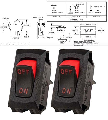 Carling TechnologiesSwitch Rocker RA911-VB-B-1-V (PACK OF 2) OFF None ON SPST Quick Connect Curved Rocker 16A 2