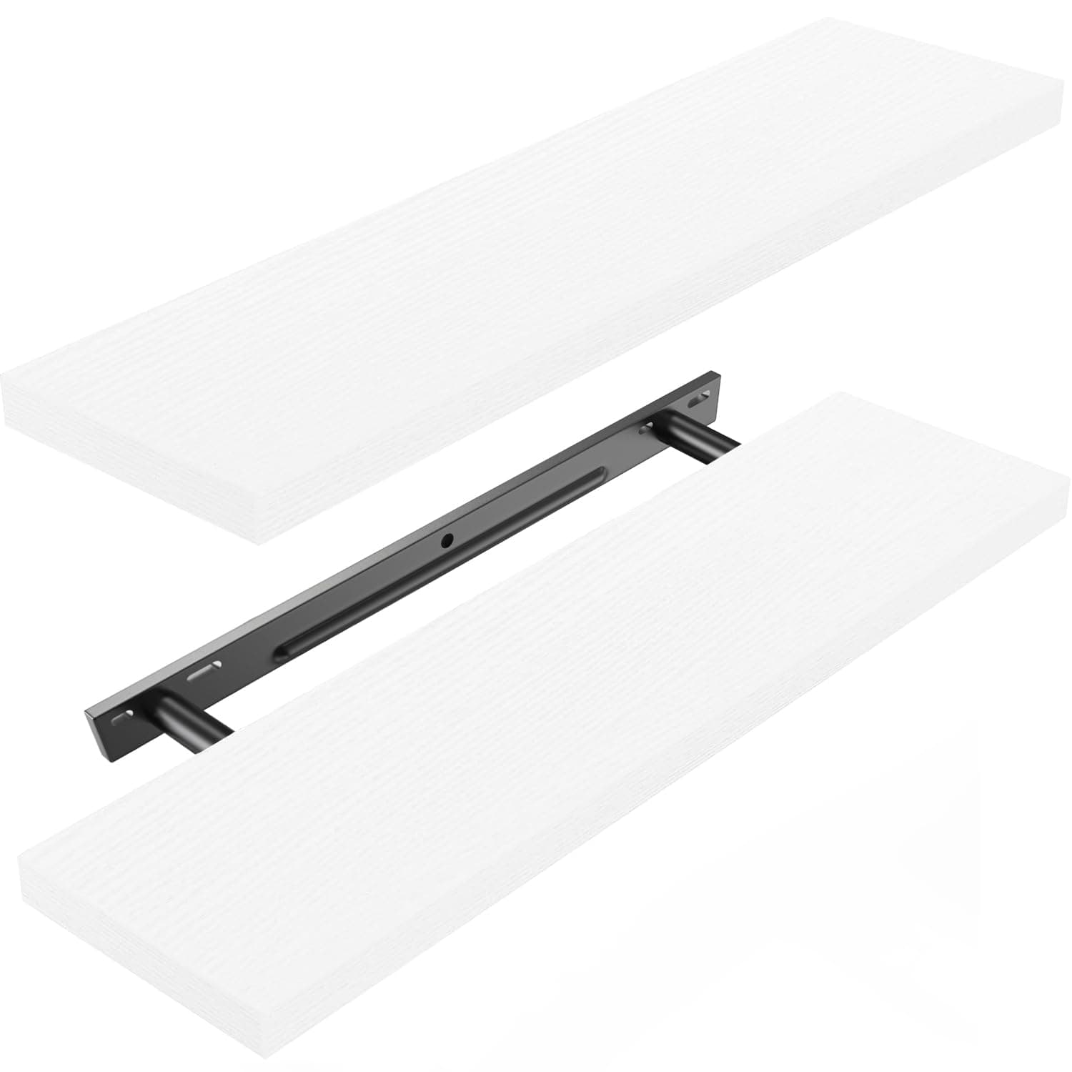 Set of 2 White Floating Shelves