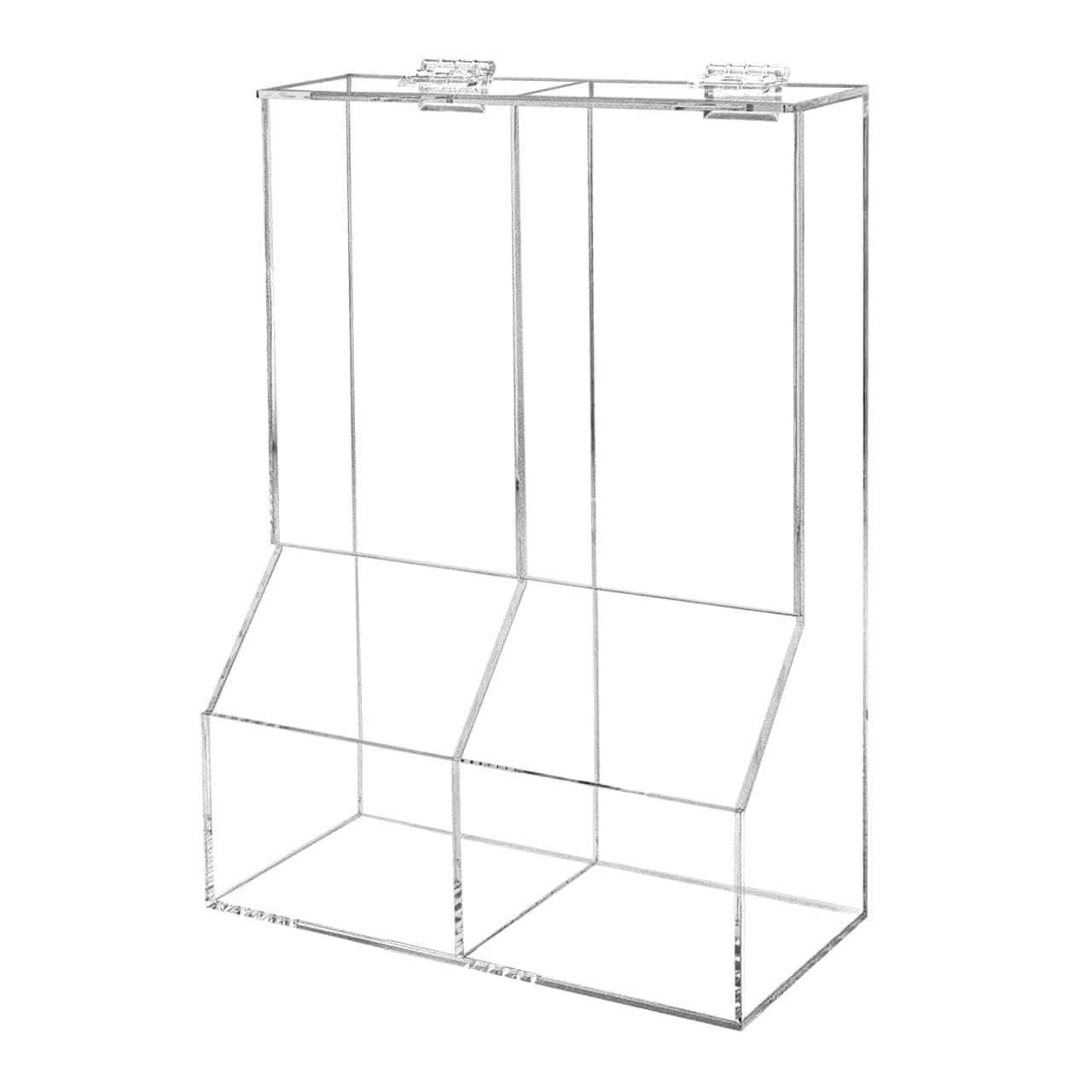 Marketing Holders Divided Condiment Bin with Lid 2 Compartment Sugar Packets or Wrapped Candy Caddy Clear Acrylic 8.5" x 12" Tabletop Organizer for Bakeries and Restaurants