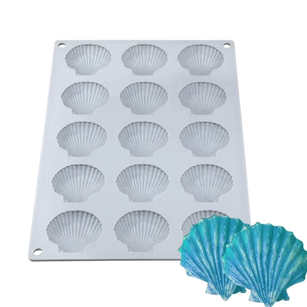 mostsom Silicone Sea Shell Mold Baking Mould Ice Cube Tray Shell Shape Silicone Mold for Chocolate, Soap, Candle, Fondant Birthday Cake Decoration and Jelly (Sea Shell J)