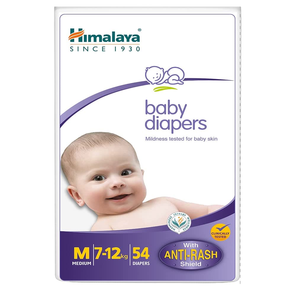 Baby Taped Diapers, Medium (7-12 kg), 54 Count