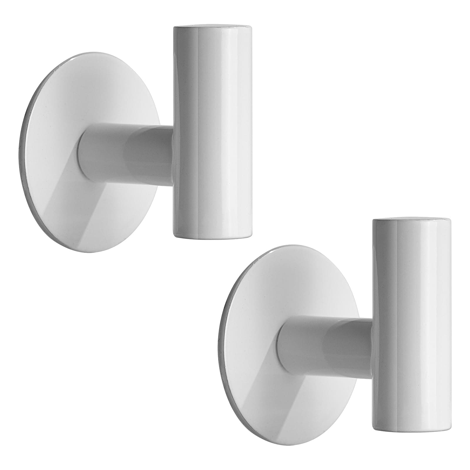 YUET 2 Pcs Bathroom Towel Hook Self Adhesive,Stick on Metal Coat Hooks Robe Hook SUS 304 Stainless Steel Heavy Duty Door Hanger Clothes Closet Sponges Holder No Drill for Bathroom Hotel (White)
