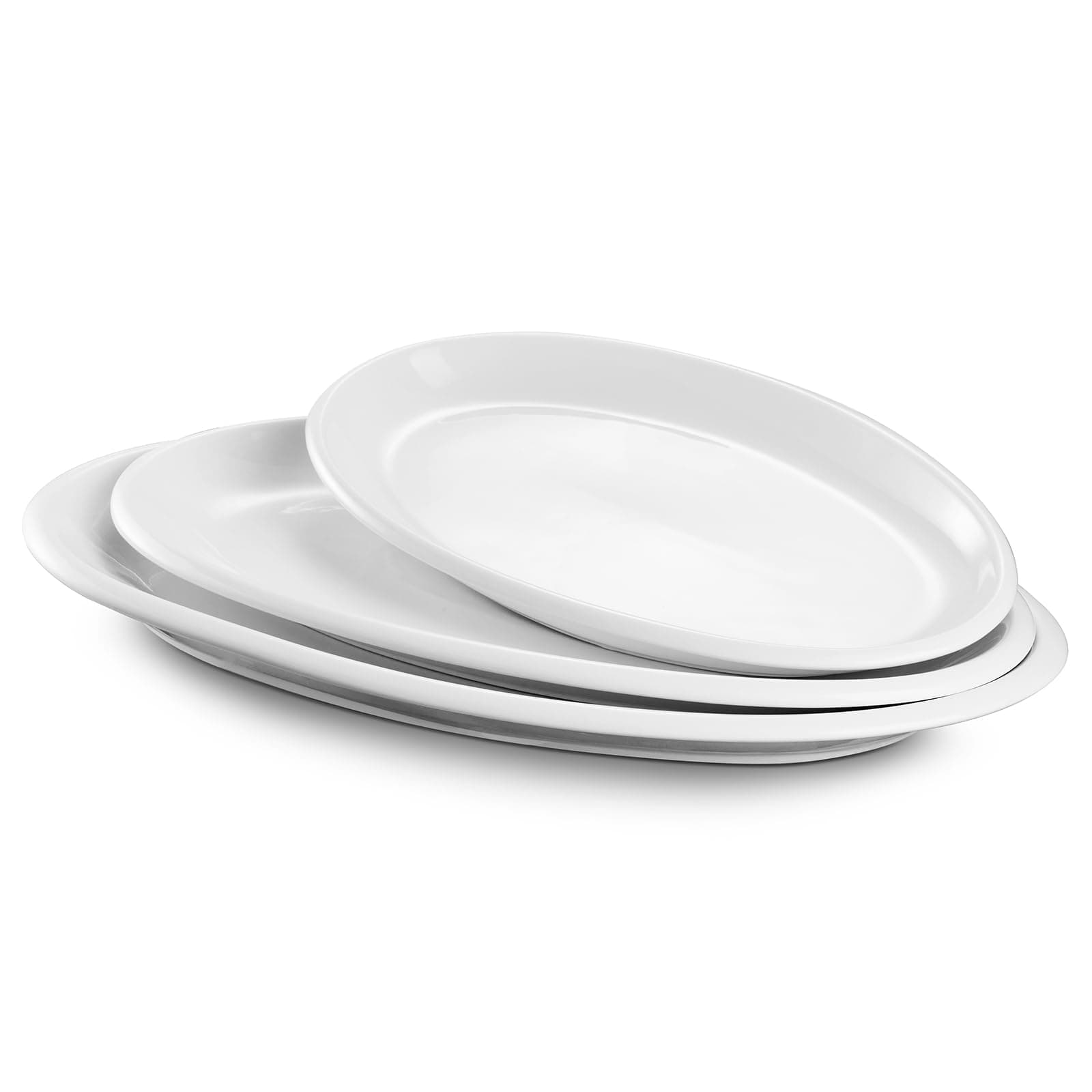 DOWAN Large Oval Serving Platters Set of 3 – Soft White Porcelain Plates 30/35.5/39 cm, Oven Safe Serving Dishes & Dinnerware for Meat, Appetizers, Dessert, Party, Buffet and Holiday Tableware