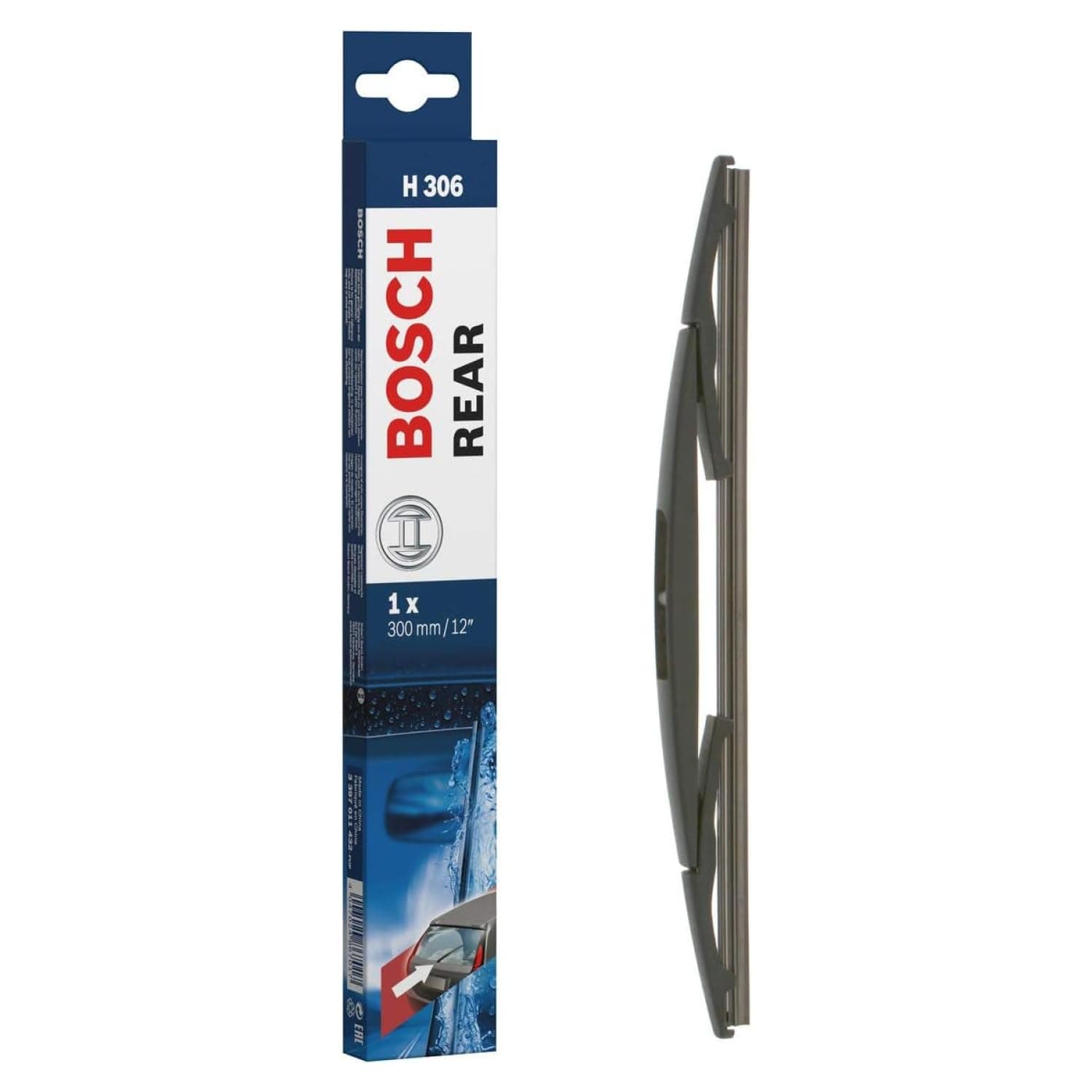Rear Wiper H306 - Excellent Cleaning Performance - Replacement Blade for Back Windscreen - 1 Blade, 300mm