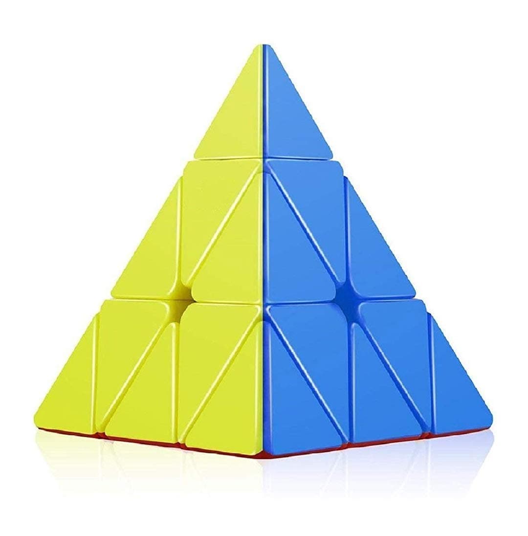 Storio Kid Cubes Pyramid High Speed Sticker Less Magic Puzzle Cube Game Toy (Pyraminx),Multicolor