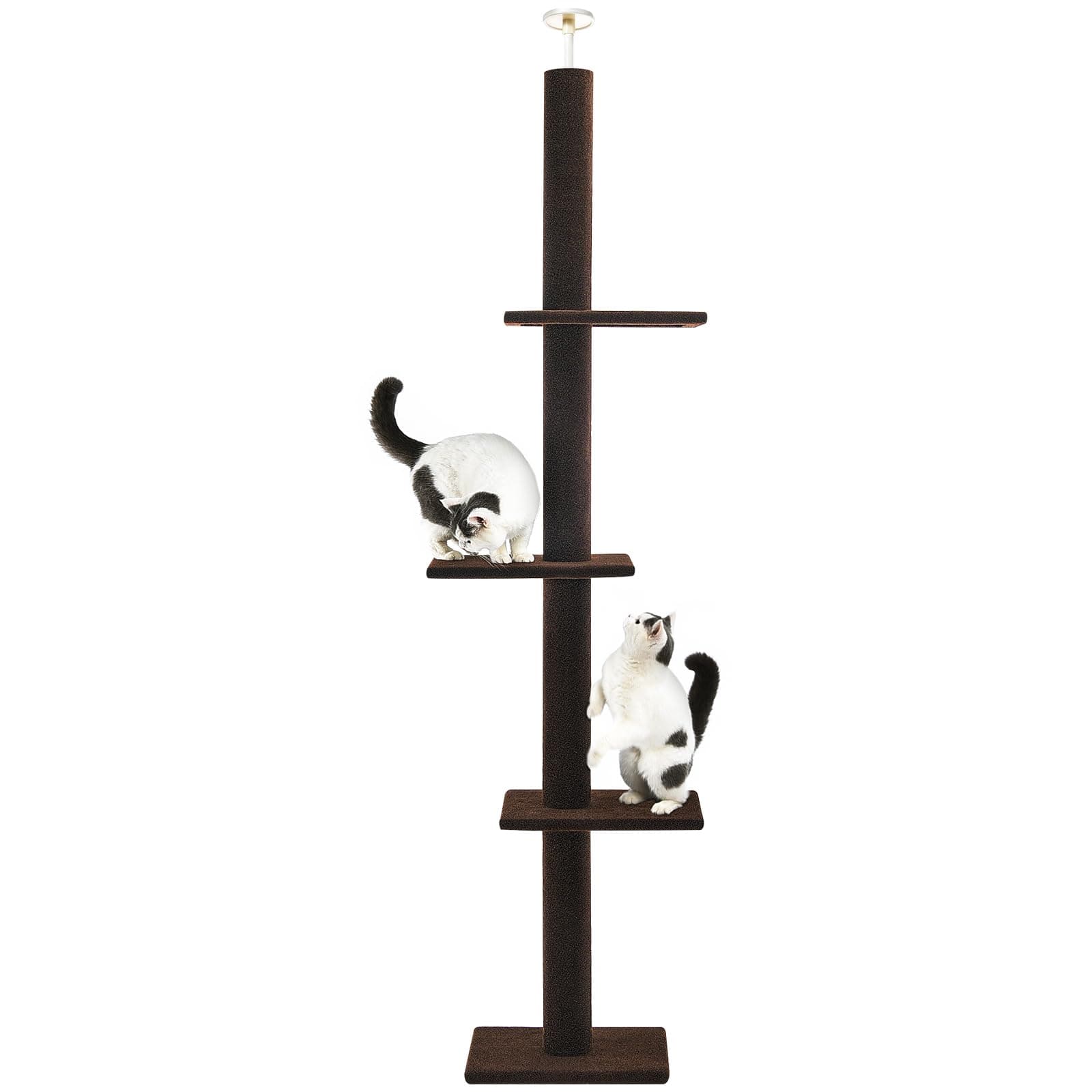 Cat Craft Cat Tree Floor to Ceiling 95-108" Tall Cat Tree Carpet Cat Tower Kitten Tree Sisal Scratching Post and Mat Cat Pole for Indoor Cats, Dark Brown, 4-Tier