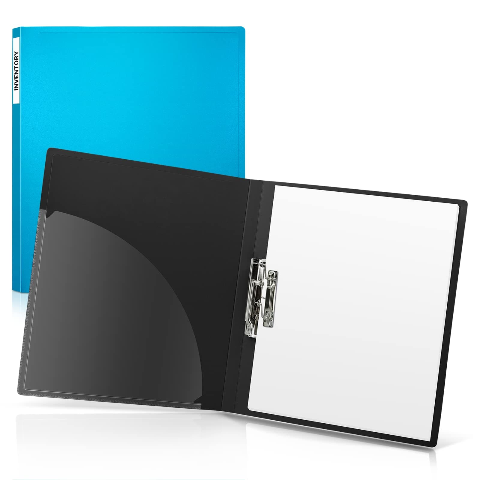 CRANBURY Punchless Binder Without Rings (Bright Blue, 1 Pack), Strong Metal Folder Clips 100 Letter Size Sheet, Clamp Binder, Grip Binder with File Clamp, Clasp Binder for Storing Removable Pages