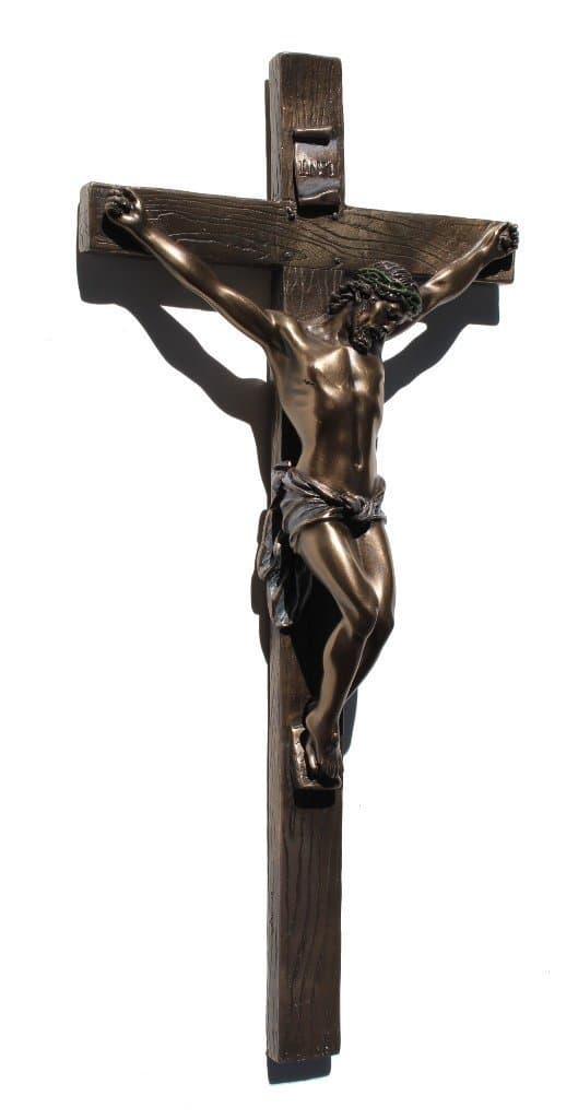 UNICORN STUDIO 13 Inch Cold Cast Crucifix Religious Wall Plaque, Bronze Color