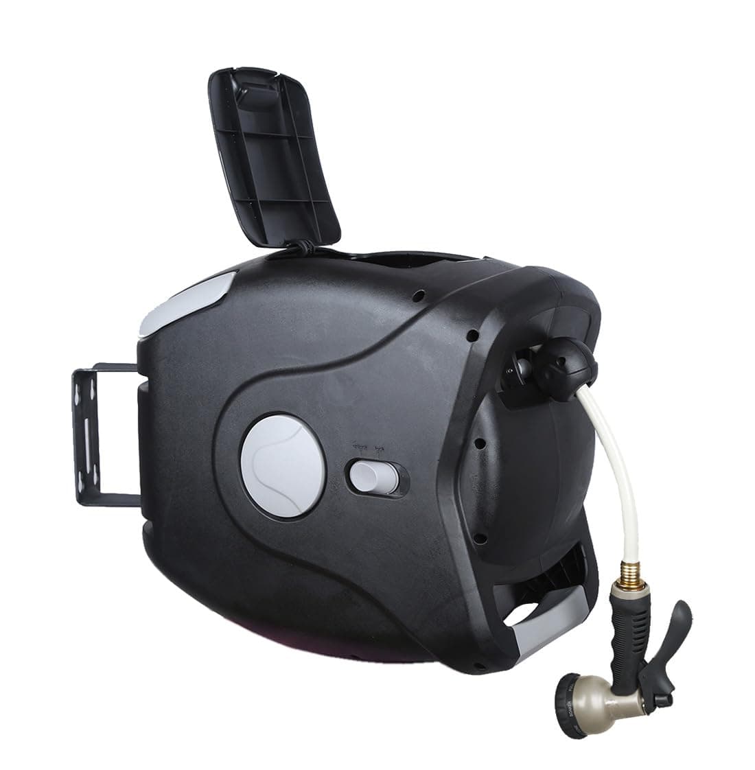 75ft Retractable Hose Reel 1/2 | Automatic Retractable Hose Reel w/Wall Mount | Easy to Assemble Water Hose Reel w/Flexible Swivel Mount | Retractable Garden Hose Reel (75ft. Black)