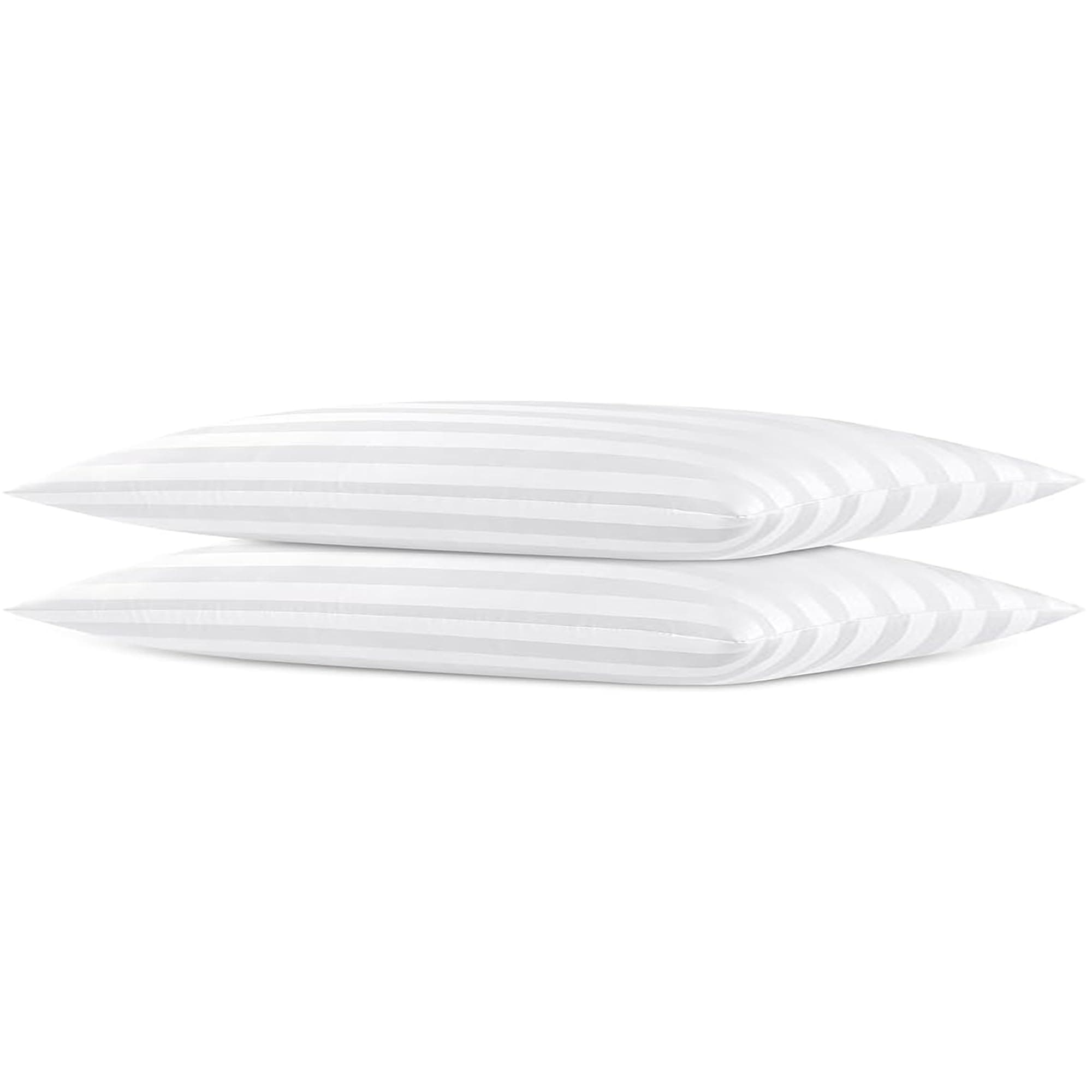 Thin Flat Soft Low Pillows Standard Size Set of 2, Down Alternative Filled Bed Pillows for Side Back and Stomach Sleepers 20x26