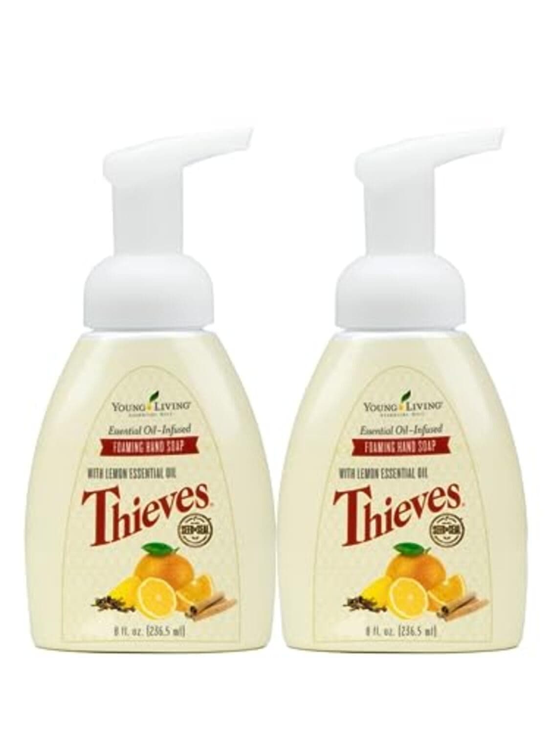 Thieves Foaming Hand Soap 8 fl oz, Pack of 2 - Essential Oils - Gentle Cleansing, Refreshing Aroma, Powerful Moisturizers for Dry Skin, Hygienic Hands, Anti-bacteria