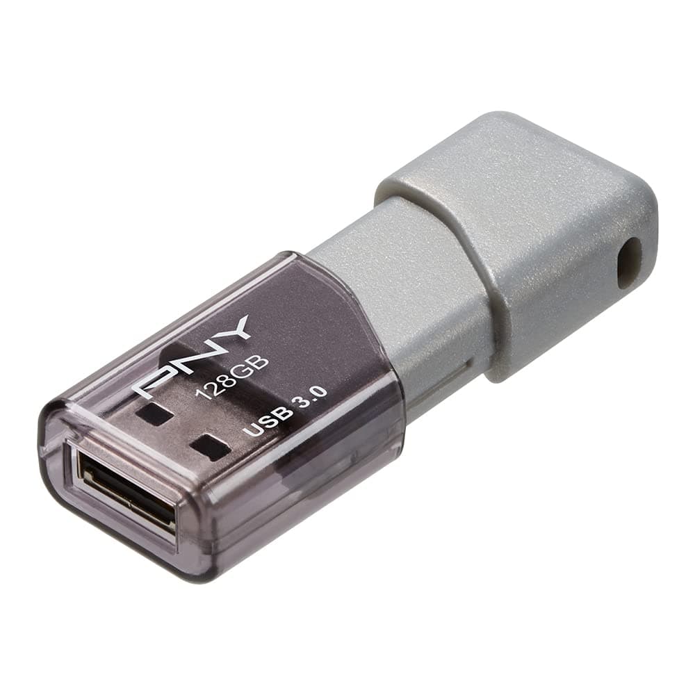 PNY 128GB Turbo Attache 3 USB 3.0 Flash Drive, Grey (Pack of 1)