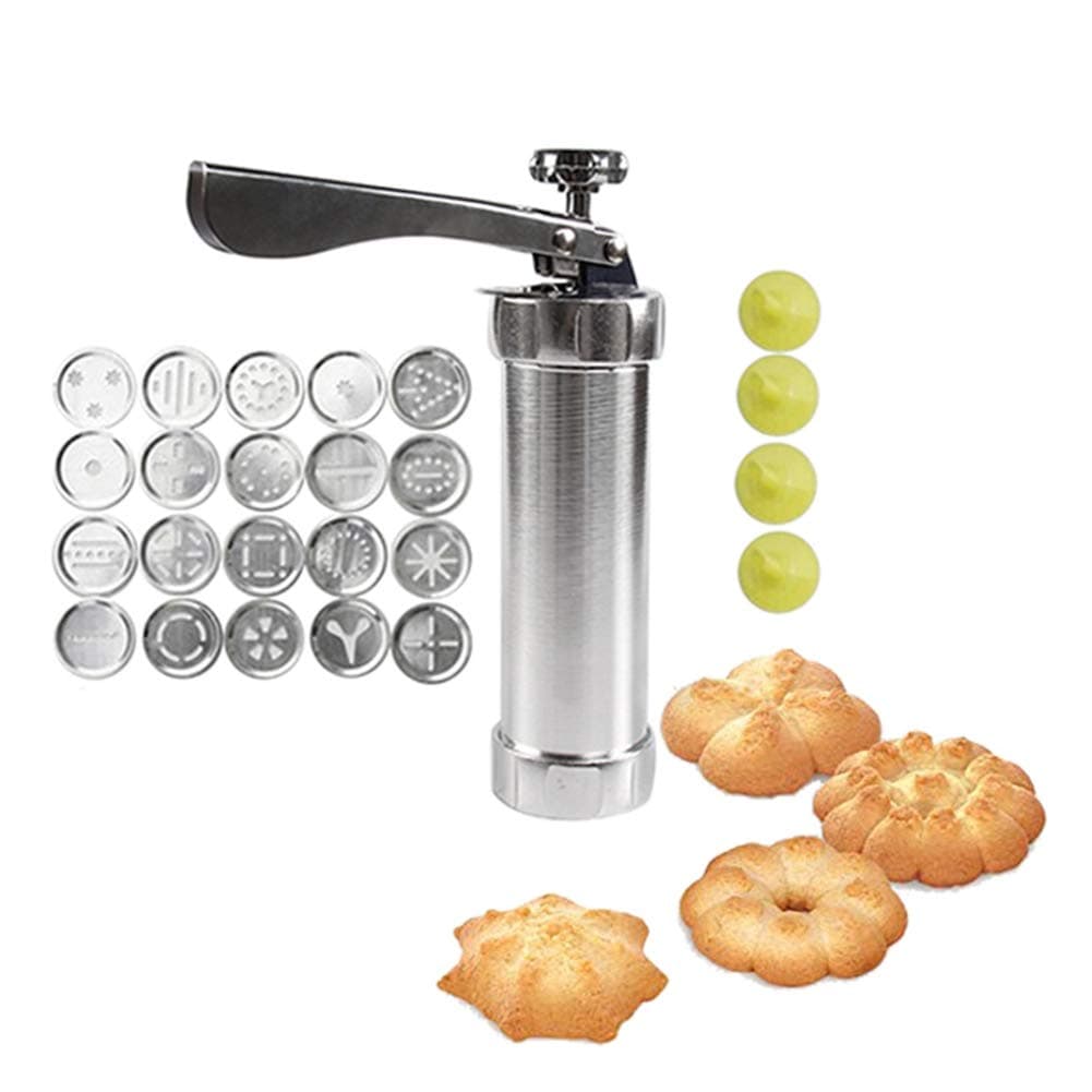 Cookie Press Biscuit Maker, Cookie Presses Cheese Dessert Spritz with 20 Disks and Icing Tips, Comfort Grip Cake Decorator Gun Kit