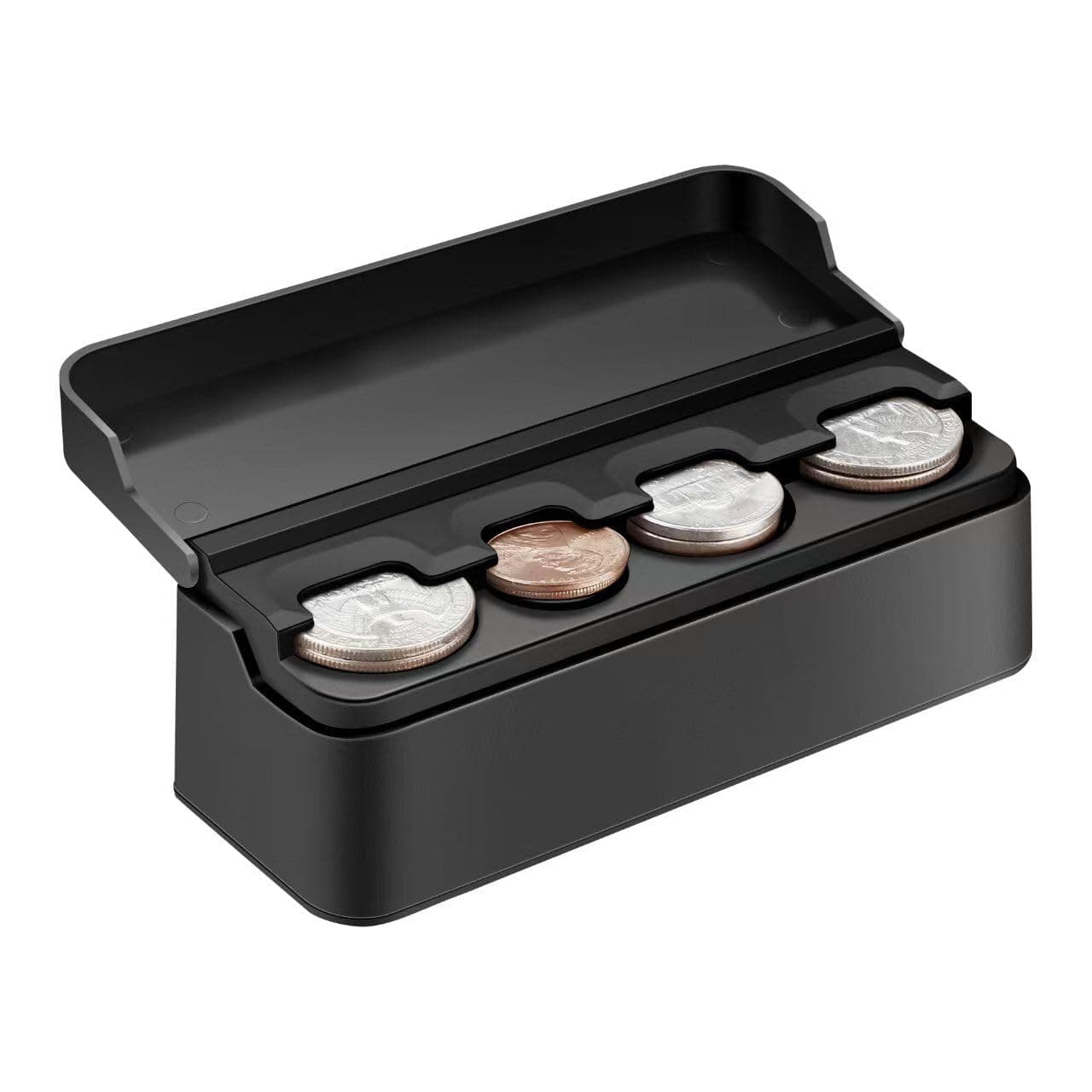 SINGARO Coin Holder for Car, Change Organizer Compatible With Different Sizes, Dash-Mounted Holder Suitable for Most Cars, Trucks (Black)
