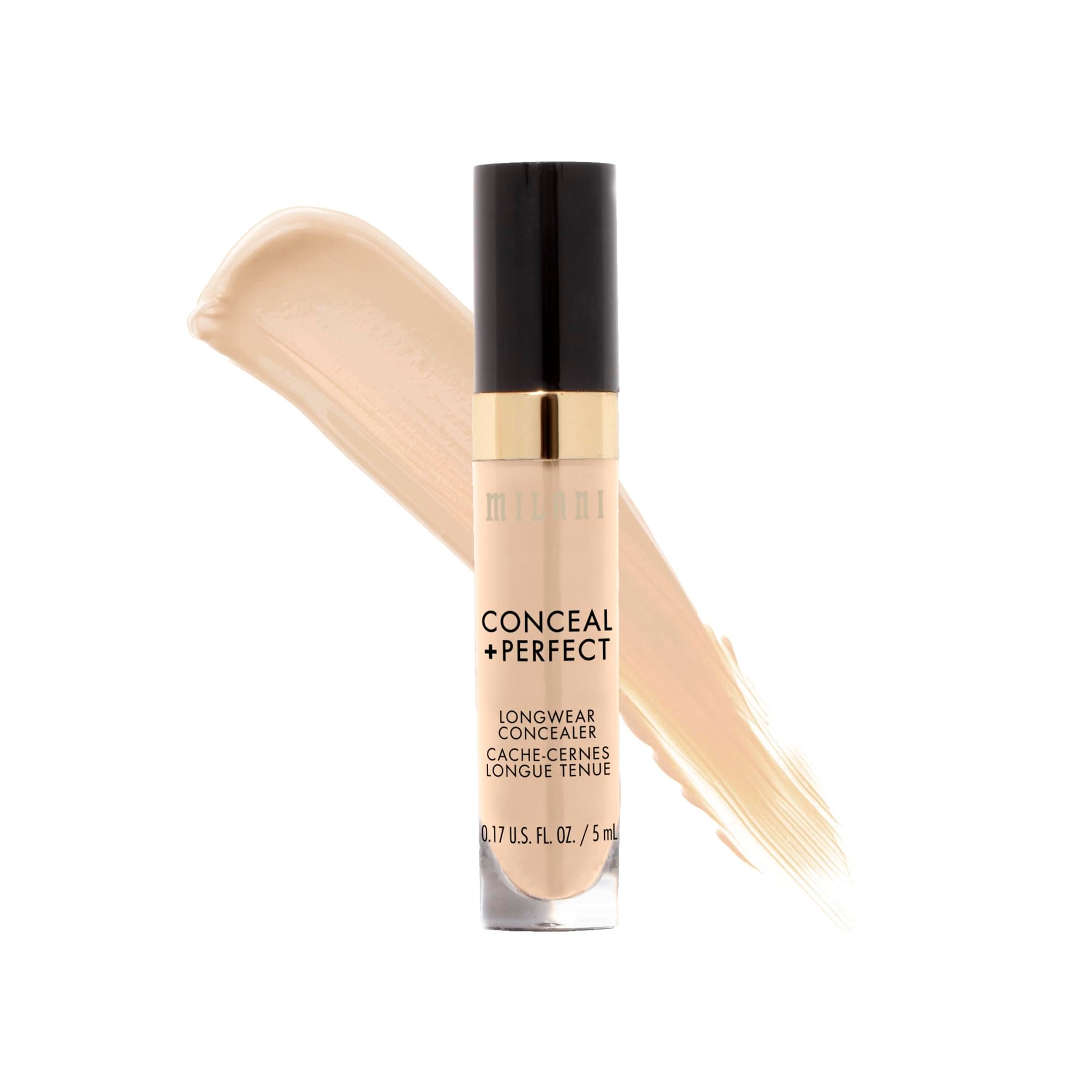 Milani Conceal + Perfect Longwear Concealer Full Coverage Infused with Hyaluronic Acid & Vitamin E, Cover Dark Circles, Blemishes & Skin Imperfections for Long-Lasting Wear - Light Nude