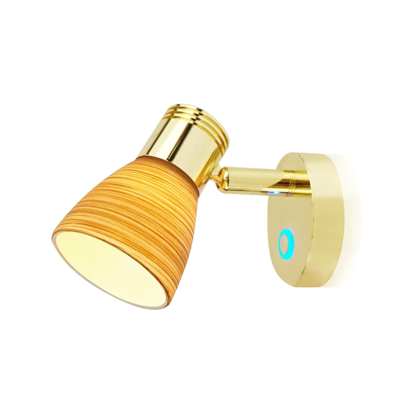 RV 12V Reading Light - Warm White Berth Directional Lamp, Teak Color Glass Lampshade, Touch Adjustable Has Blue Night Decor Lighting, Beautiful Box, Hex Key and Stainless Steel Screws, Interior Lights