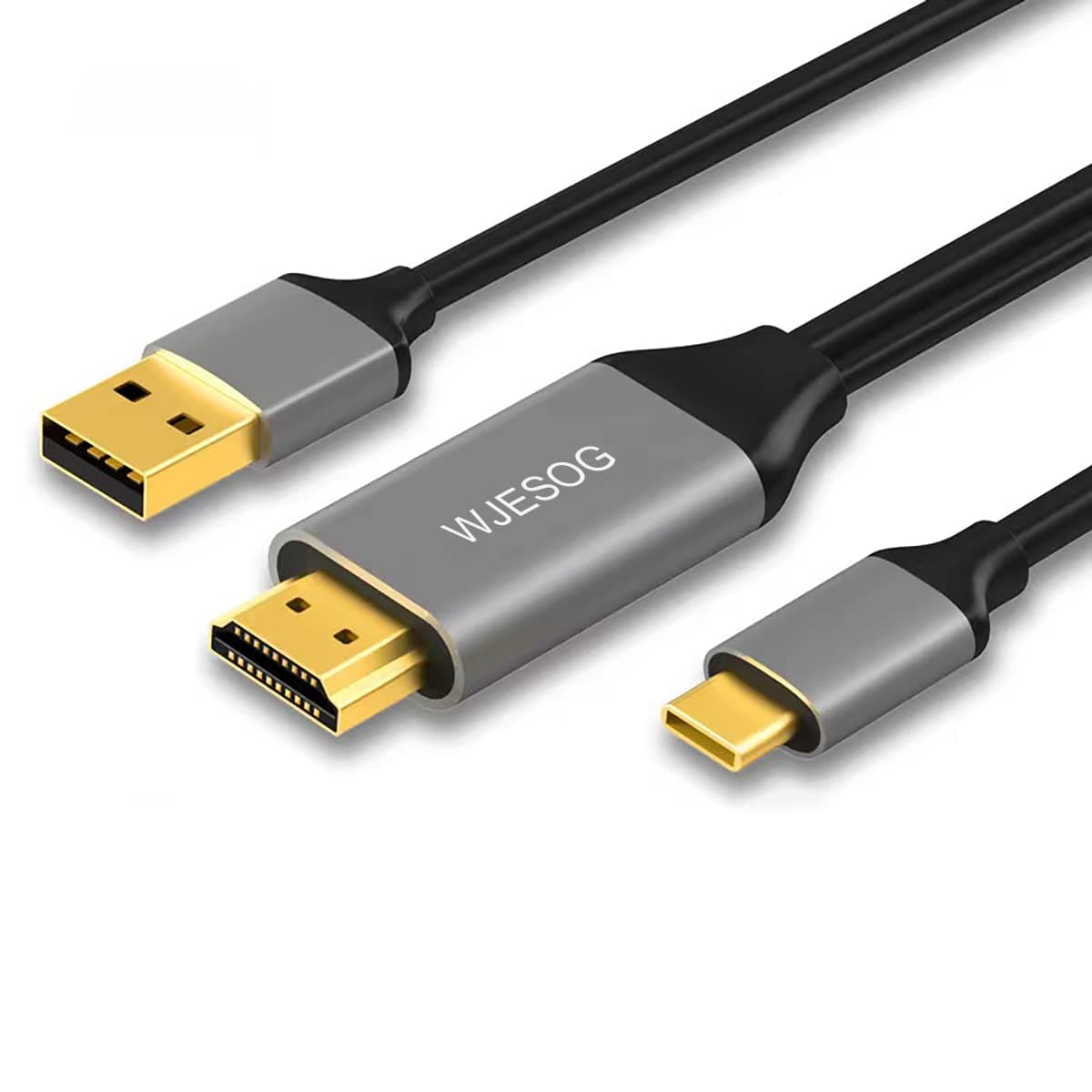 HDMI to USB C Cable 6.6ft 4K@60Hz With USB Power Adapter,HDMI Male to Type C Male Converter Support Touch for New MacBook Pro,Mac Air,Microsoft Surface,Nreal Air