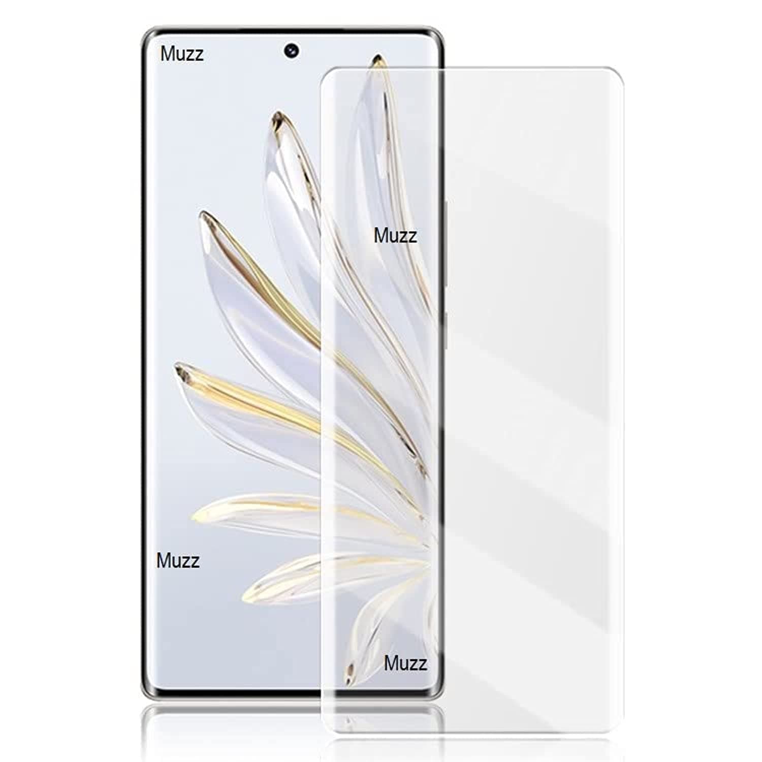 Muzz UV Adhesive Screen Protector for Honor 70 5G, Anti-oil Full Coverage Full Glue 3D Curved Tempered Glass HD Film For Honor 70