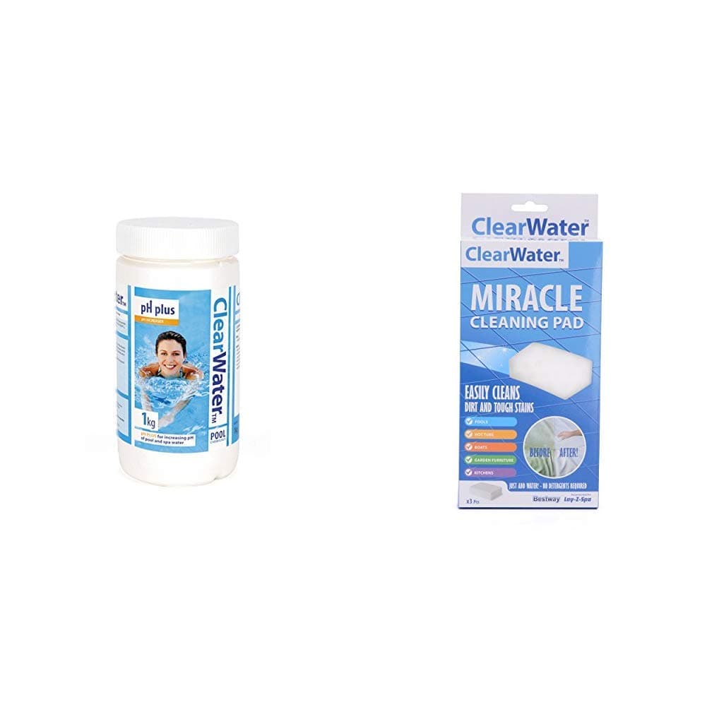 ClearwaterCH0005 PH Plus Increaser & CH0025 Miracle Sponge Eraser Pad for Swimming Pool Treatment (Suitable for Lay-Z-Spa Products)