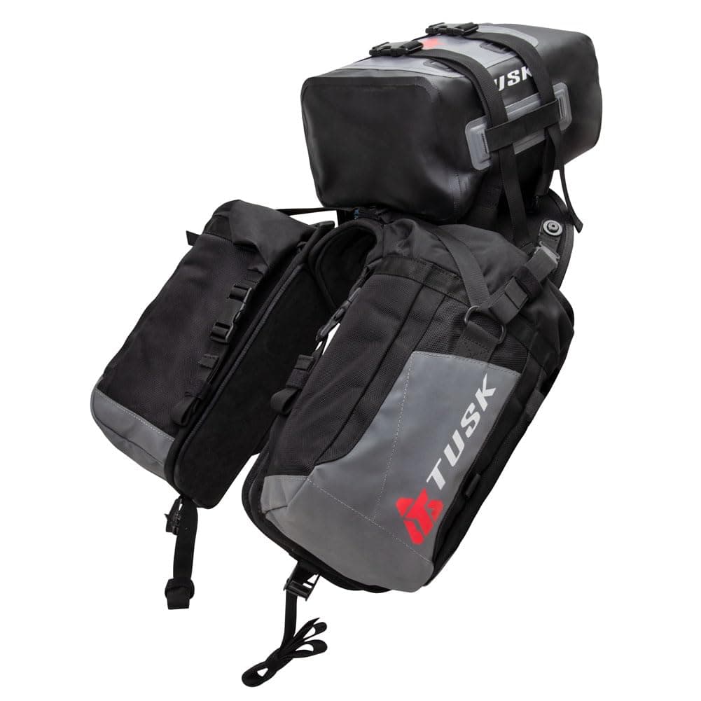 TUSK Excursion Rackless Luggage System w/X-Small Dry Duffel Tail Bag Standard Heat Shield Black/Grey