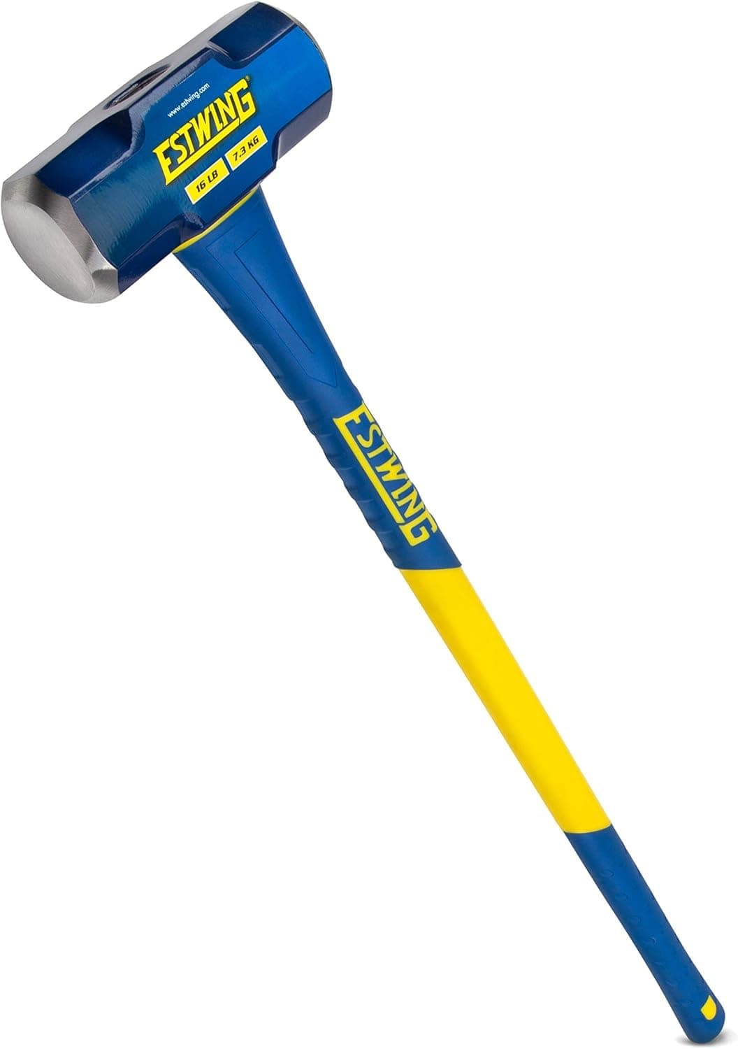 16-Pound Hard Face Sledge Hammer for Demolition/Stake Driving, 50-55 HRC, 36-Inch Fiberglass Handle, Overstrike Protection, Textured Grip