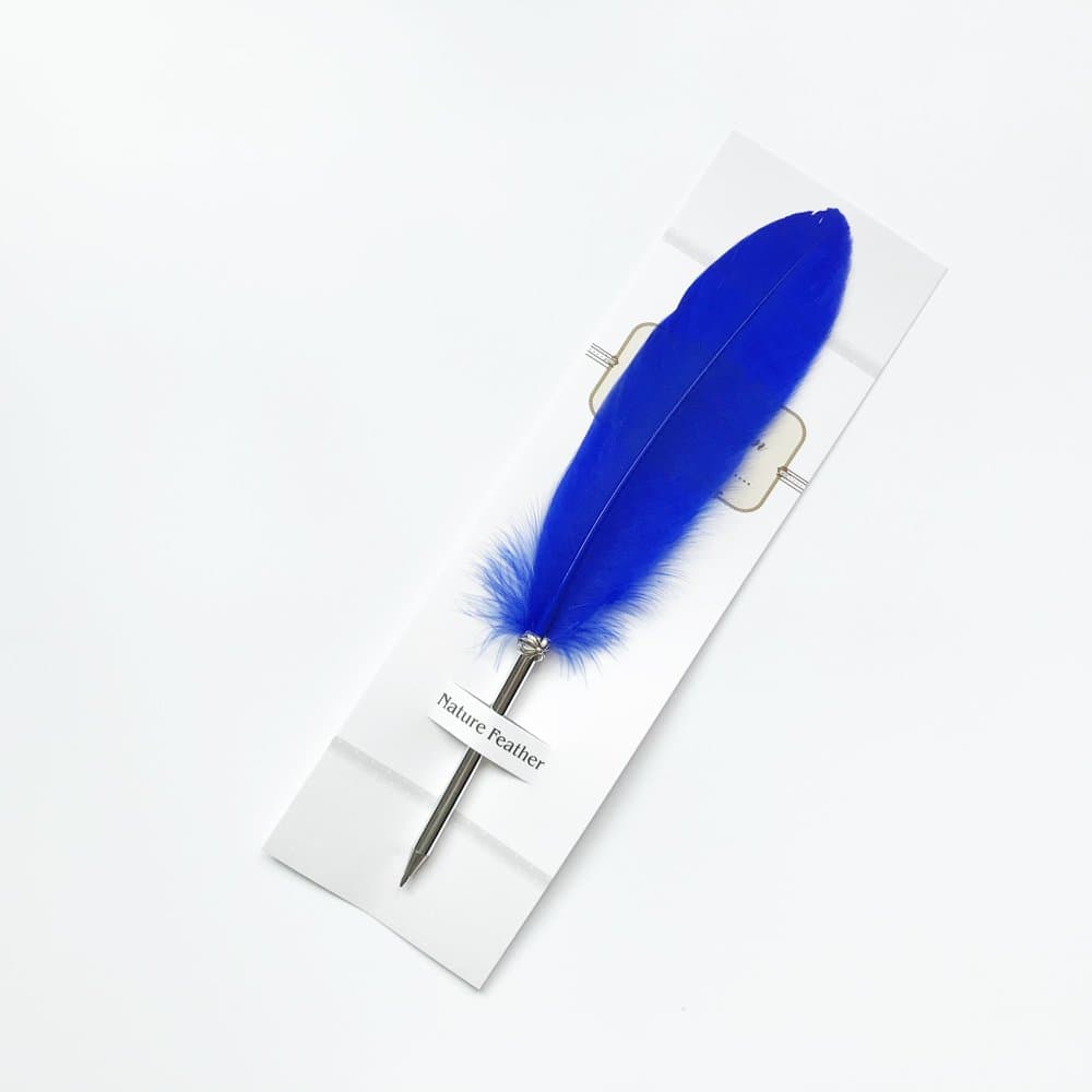 Feather Quill Ballpoint Pen For School Writing (Blue)