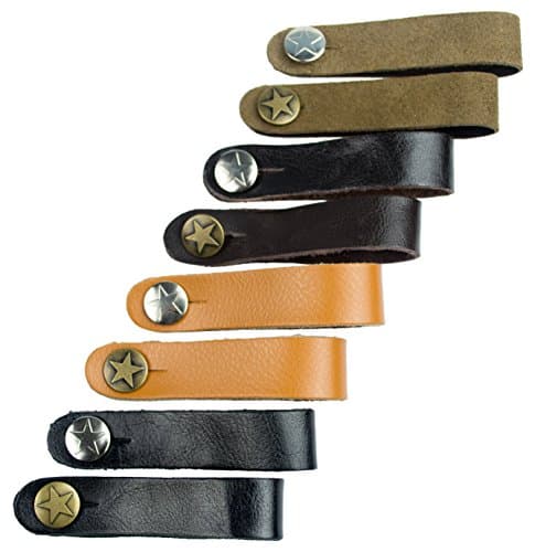 Genuine Leather Acoustic Guitar Strap Button - Single Strap (Suede Brown with Gold Button) - by Cavalry Straps