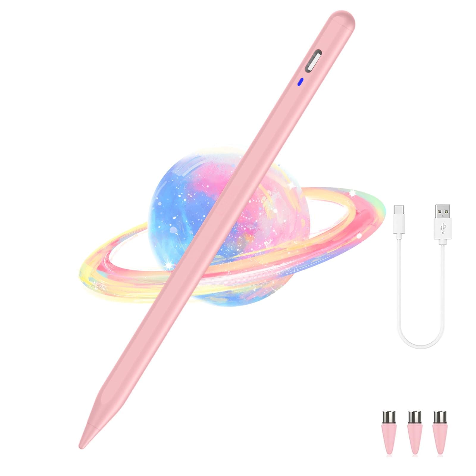 Universal Magnetic Stylus Pen for iOS/Android,Rechargeable Touch Screen Pen for Drawing & Writing Tablet Stylus with POM Tip for iPhone/Samsung/XiaoMi/Huawei/Vivo/Lenovo and Other Android device -Pink