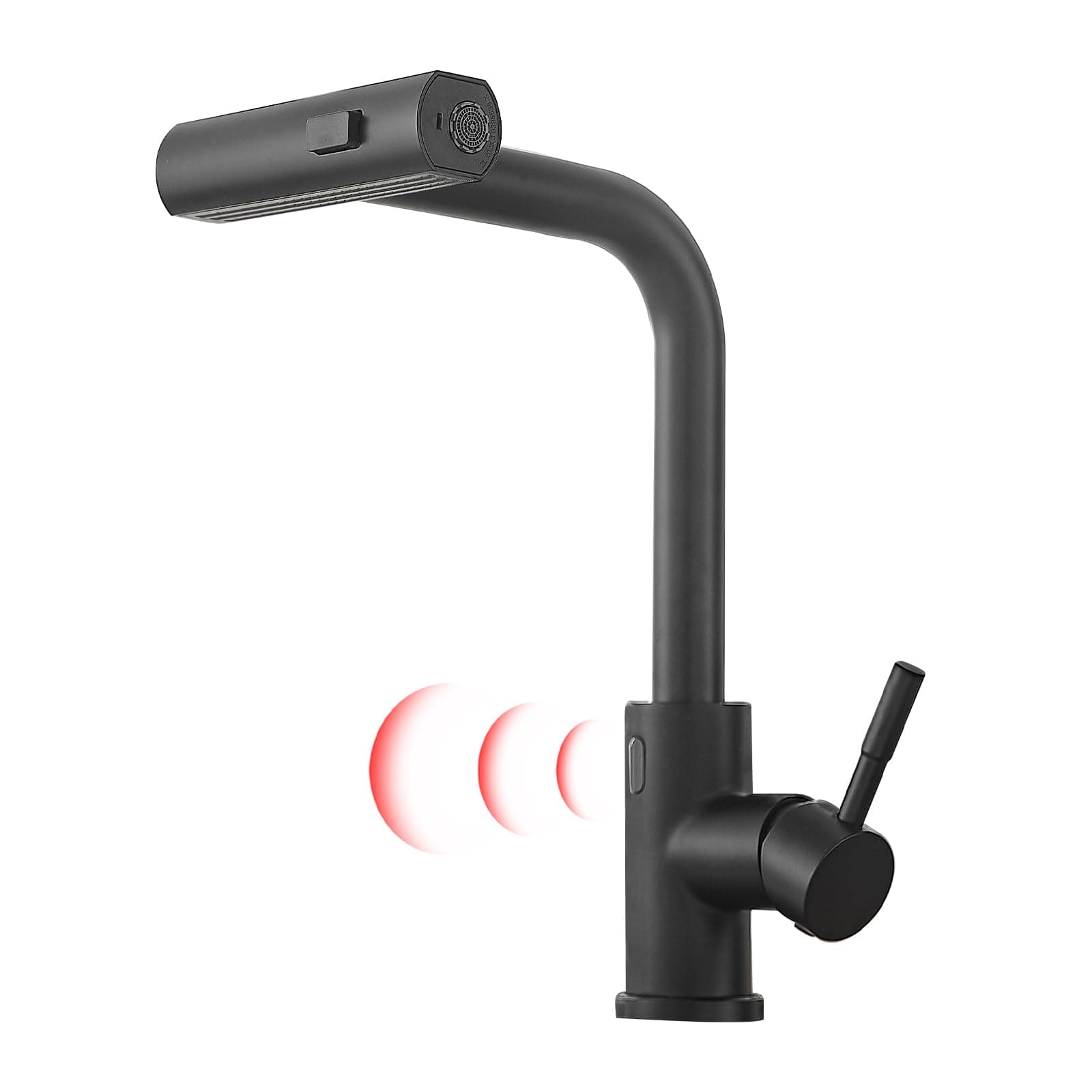 GIMILI Black Touchless Waterfall Kitchen Faucet with Pull Down Sprayer Single Hole Handle Kitchen Sink Faucets Commercial Modern Faucets for Pull Down Sprayer Sinks