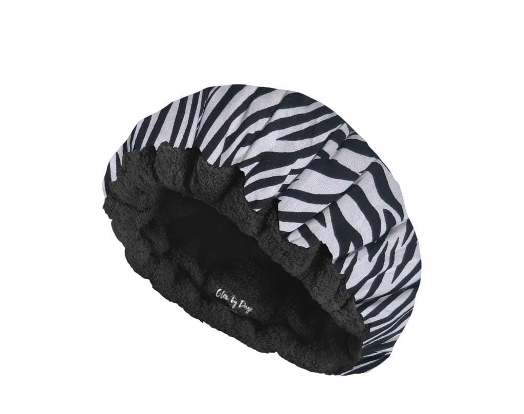 Glow By Daye (Zebra/Black) - Deep Conditioning Thermal Heat Cap- Cordless, Microwavable Heat Cap for Steaming, Heat Therapy for Hair, Portable, Reversible (Zebra Print/Black)