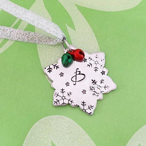 A Personalized First Christmas Ornament Mini Initial Ornament Hand Stamped Christmas Ornament Anniversary Our First Christmas Custom Gift