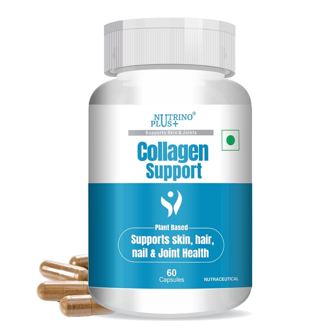 100% Veg Collagen Builder | Plant-Based Collagen Support for Skin & Hair | Formulated in USA | 60 Capsules