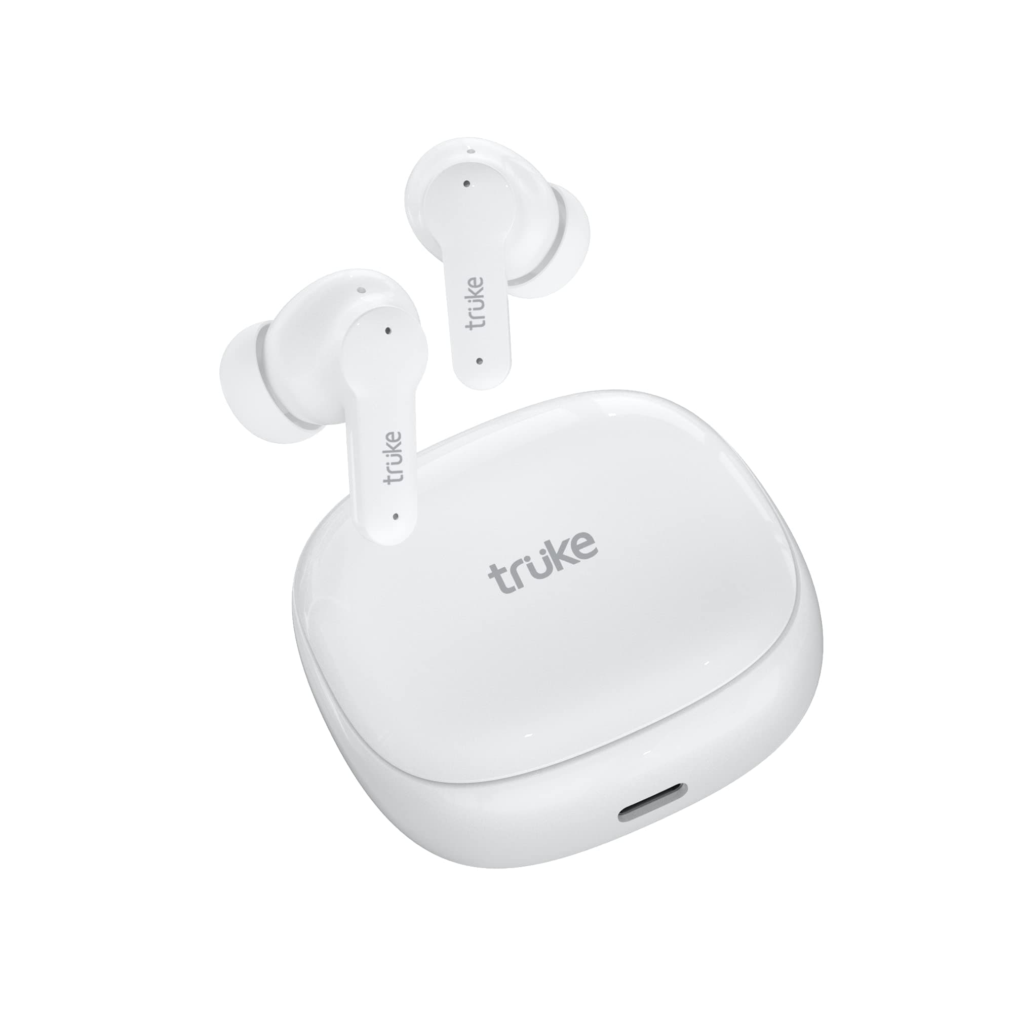 truke Buds S2 Bluetooth 5.1 Truly Wireless In Ear Earbuds with mic, 48H Playtime, Fast Charging, 10mm Dynamic Speakers, Instant Paring with sliding, 20 EQ Modes via Smart App, 55ms Low Latency (White)