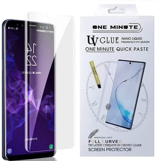 Crixus® Tempered Glass for Samsung Galaxy S8 Plus/ S9 Plus Fully curved edge to edge UV screen protector (One Minute Quick Fix)