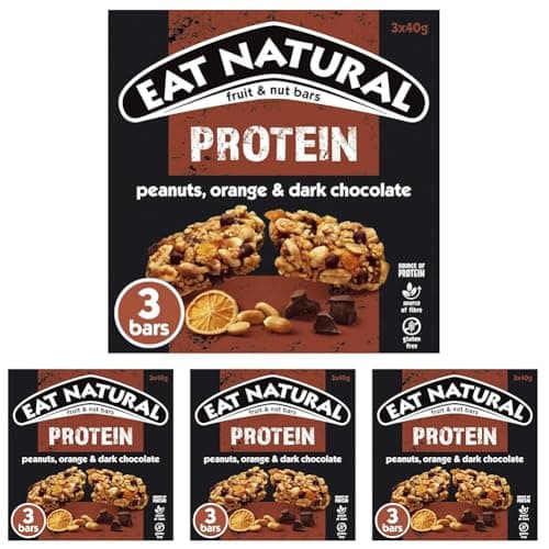 Eat Natural Protein Peanuts, Orange & Dark Chocolate Fruit & Nut Bars 3 x 40g (Pack of 4)