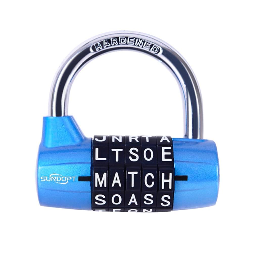 Gym Locker Lock,5 Letter Word Lock,5 Digit Combination Lock,Safety Padlock for School Gym Locker,Sports Locker,Fence,Toolbox,Case,Hasp Storage (Blue)