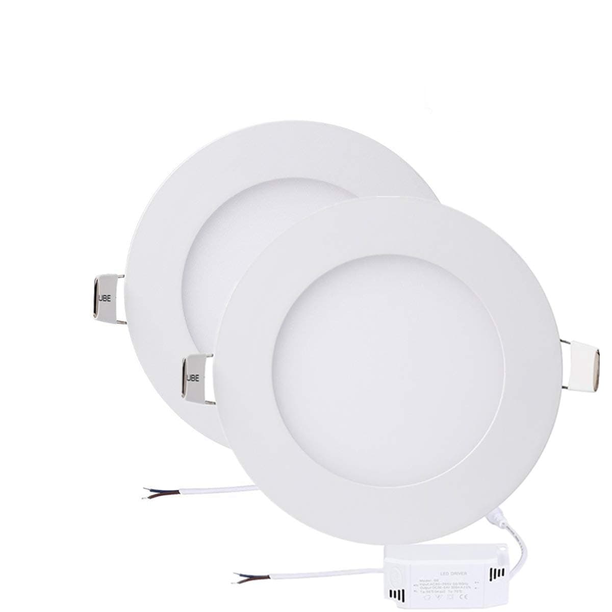 XBW LED Panel Recessed 2PCS Cool White Lights 6 inch Dimmable,12W Ultra-Thin Round LED Panel Light,6500 Daylight White,960lm,LED Recessed Ceiling Downlight Fixture,220V LED Driver Included